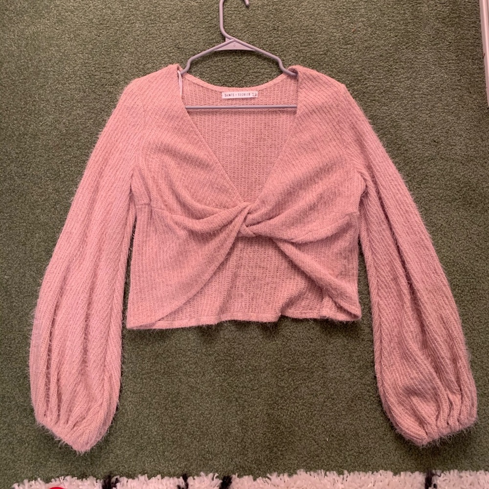Front tie sweater